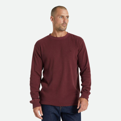 Brixton Reserve Thermal Long Sleeve Tee Mens in Mahogany