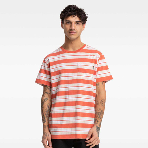 Hurley Noah Stripe Tee Mens in Burnt Sienna