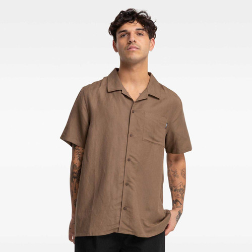 Hurley Camp Short Sleeve Shirt Mens in Coca Mocha