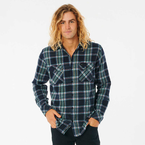 Rip Curl Griffin Flannel Long Sleeve Shirt Mens in Dark Navy