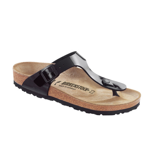 Birkenstock Gizeh Birko-Flor Narrow Sandal in Black Patent