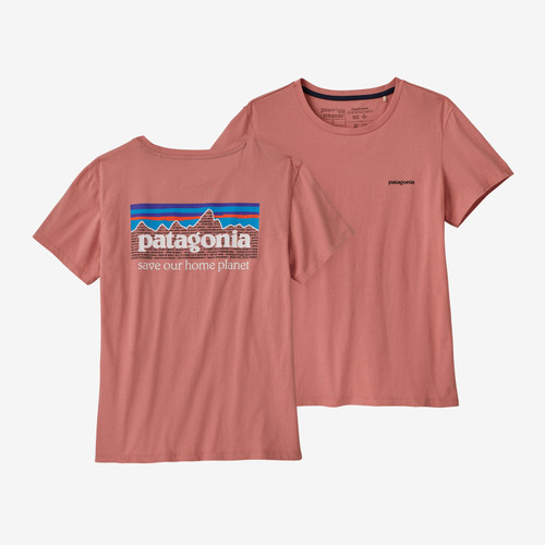 Patagonia P6 Mission Organic Tee Womens in Sunfade Pink