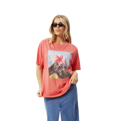 Afends Under Pressure Oversized Tee Womens in Washed Hibiscus