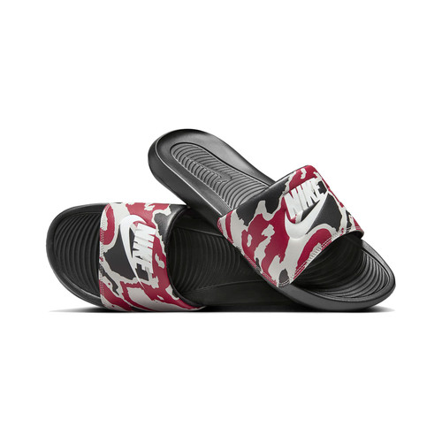 Nike Victori One Printed Slide Mens in Black University Red Light Silver White