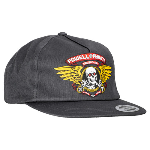 Powell Peralta Winged Ripper Snapback Cap in Charcoal