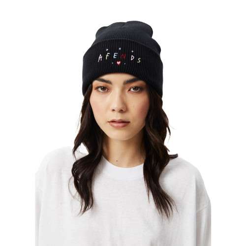 Afends Funhouse Knit Beanie Womens in Black