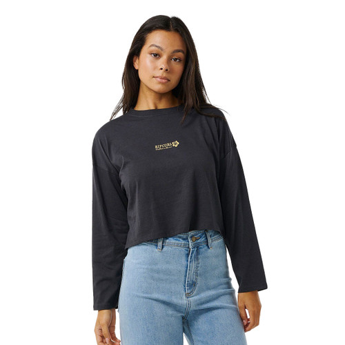 Rip Curl Aloha Long Sleeve Tee Womens in Washed Black