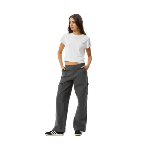 Afends Lexi Recycled Low Rise Carpenter Pant Womens in Gunmetal