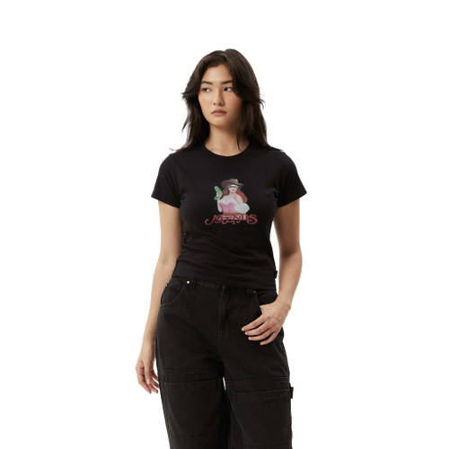 Afends Worlds Above Baby Tee Womens in Black