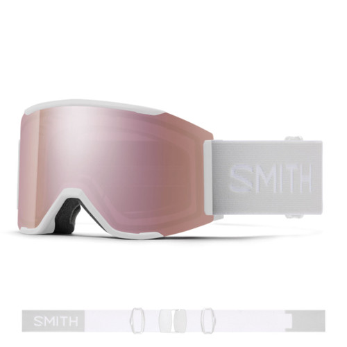 Smith Squad Mag Goggle in White Vapor ChromaPop Everyday Rose Gold Mirror