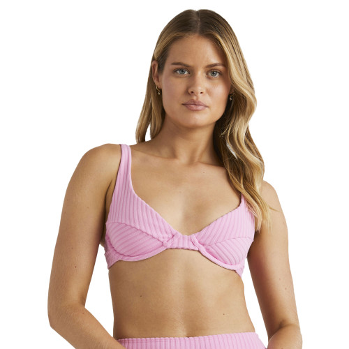 Billabong Terry Rib Marina Bra Bikini Top Womens in Berry Pink