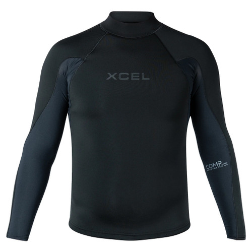 Xcel Comp Neostretch Long Sleeve Neoprene Top Mens in All Black