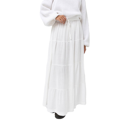 Rhythm Classic Tiered Maxi Skirt Womens in White