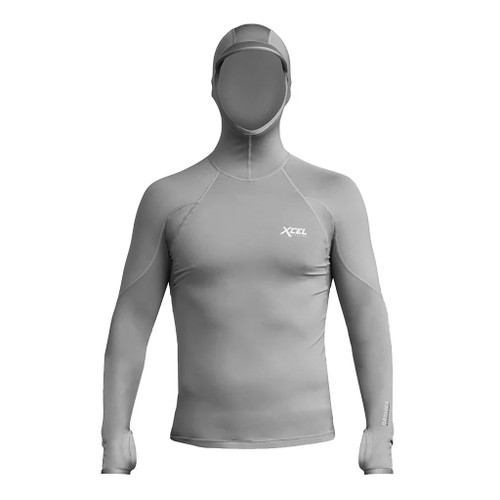 Xcel Drylock Hooded Long Sleeve Rashvest Mens in Charcoal Grey