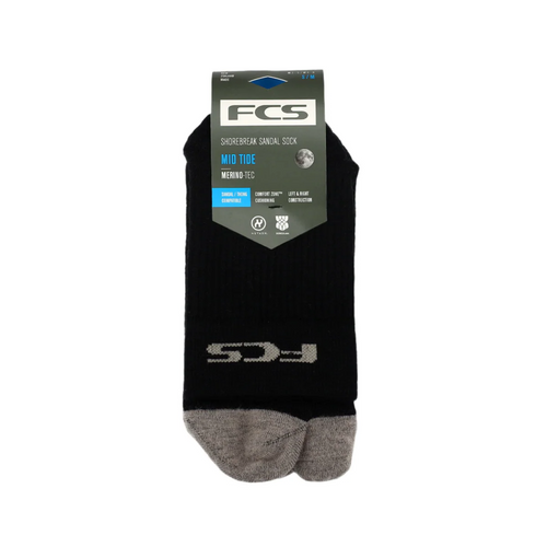 FCS Shorebreak Sandal Sock Mid Tide in Black