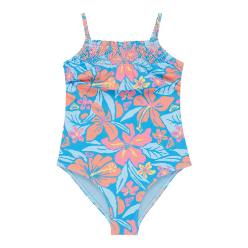 Roxy Hibiscus Hugs One Piece Swim Junior Girls in Malibu Blue