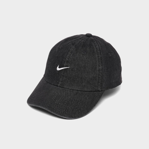 Nike Club Unstructured Denim Cap in Black White