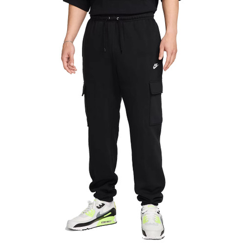 Nike Club Fleece Cargo Pant Mens in Black White Nike Club Fleece Cargo Pant Mens in Black White