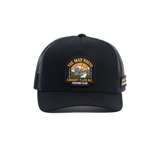 The Mad Hueys Caught Fk All Island Twill Trucker Cap Mens in Black