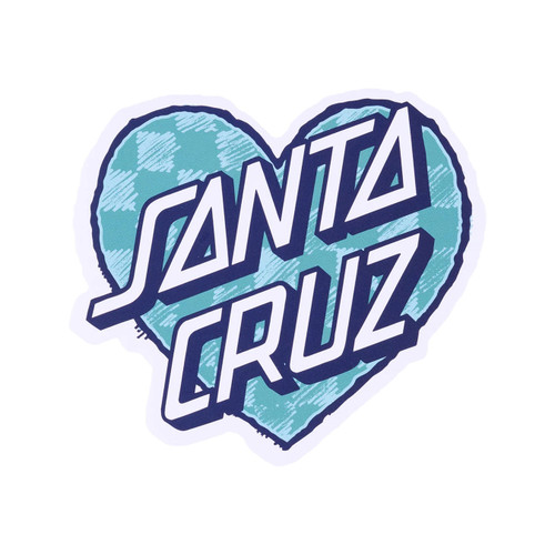 Santa Cruz Checker Heart Dot Sticker in Aqua