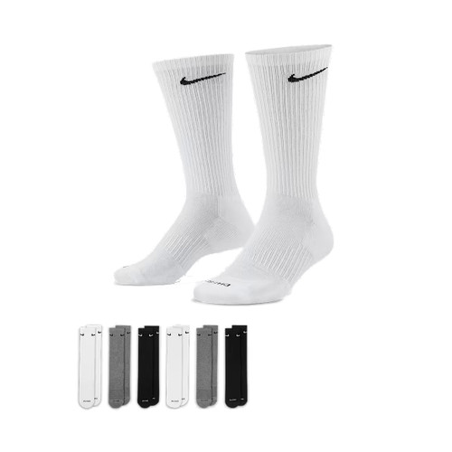 Nike Everyday Plus Cushion Crew Sock 6 Pack in Multi White Grey Black