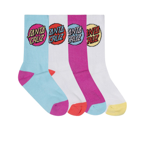 Santa Cruz Other Dot Crew Sock 4 Pack Girls 2-6US in Aqua Pink White