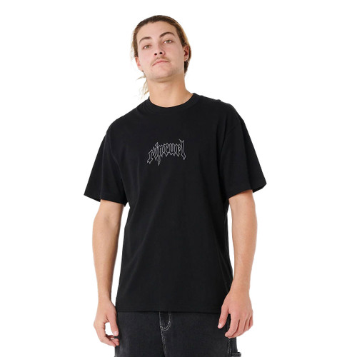 Rip Curl Archive Goth Embroidery Tee Mens in Black Rip Curl Archive Goth Embroidery Tee Mens in Black