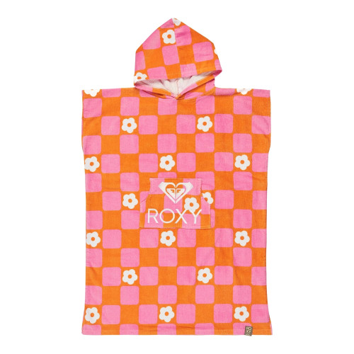 Roxy Stay Magical Printed Hooded Towel Girls in Tangerine Tic Tac Fleur