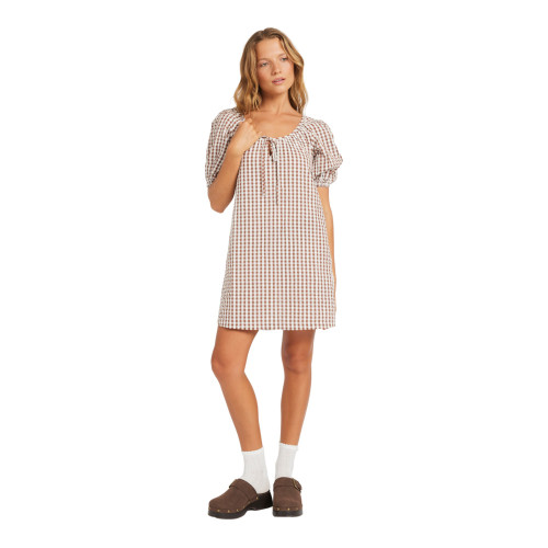 Roxy Delilah Check Dress Womens in Coconut
