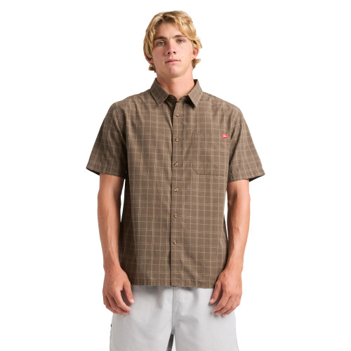Quiksilver Testament Short Sleeve Shirt Mens in Major Brown