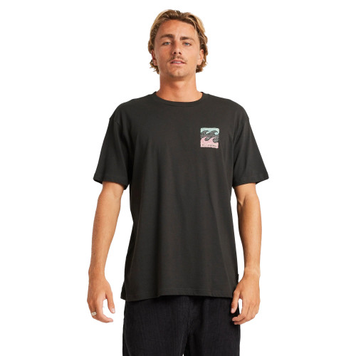 Billabong Crayon Wave Premium Tee Mens in Washed Black