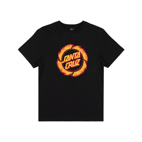 Santa Cruz Flame Ringed Dot Front Tee Boys in Black