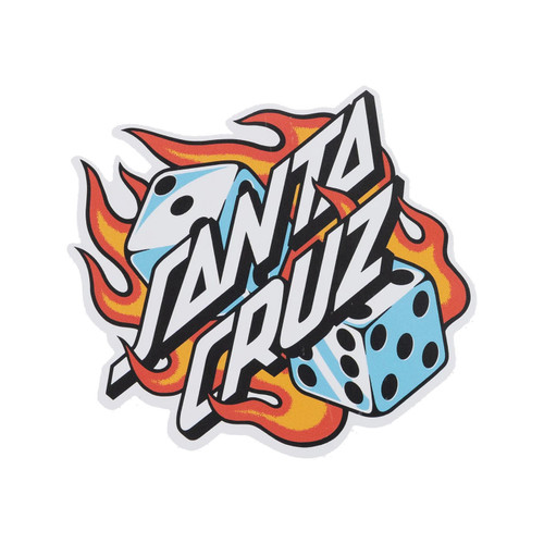 Santa Cruz Flaming Dice Dot Matte Sticker in Orange