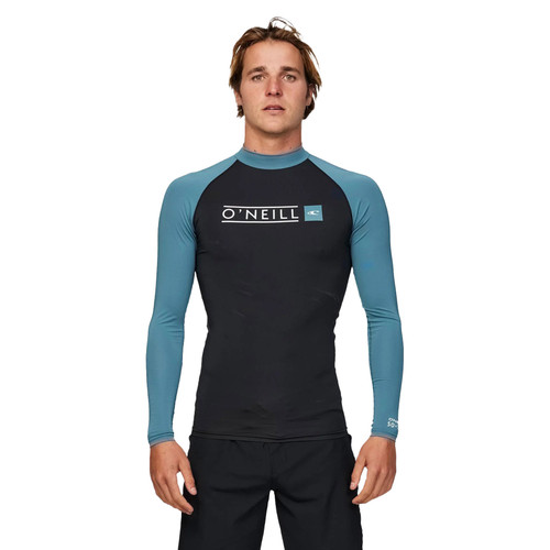 Oneill Reactor Block UV Long Sleeve Rashvest Mens in Black Deep Teal