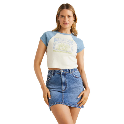 Billabong Blissed Raglan Tee Womens in White Cap
