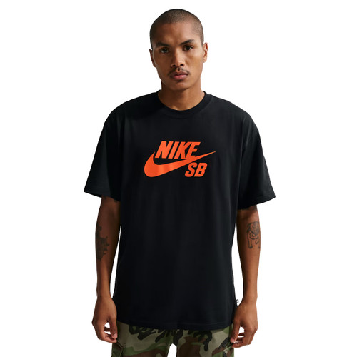 Nike SB Logo Tee Mens in Black Safety Orange