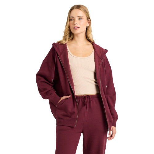 Billabong Wave Essentials Zip Thru Hoodie Womens in Red Dahlia