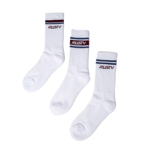 Rusty Shake Up Crew Sock 3 Pack Womens in White