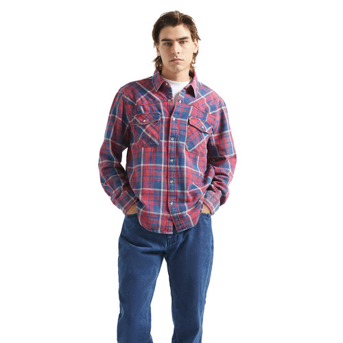 Brixton Waylon LW Overshirt Mens in Denim Plaid