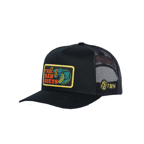The Mad Hueys Frothy Fanging Twill Trucker Hat in Black