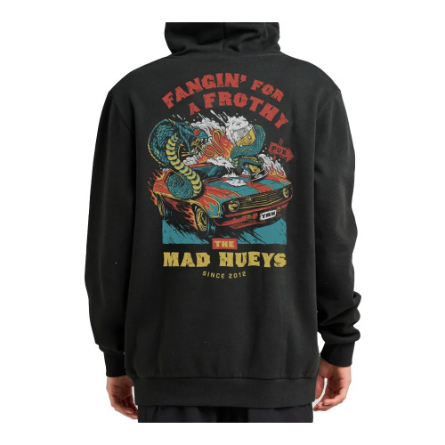 The Mad Hueys Frothy Fanging Hoodie Mens in Washed Black