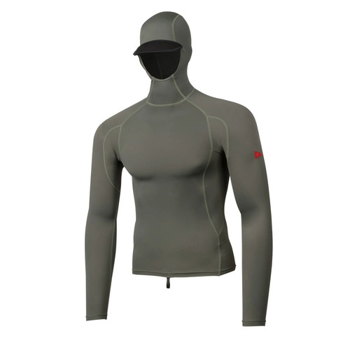 Florence Marine X Long Sleeve Hooded Rashvest Mens in Moss Grey