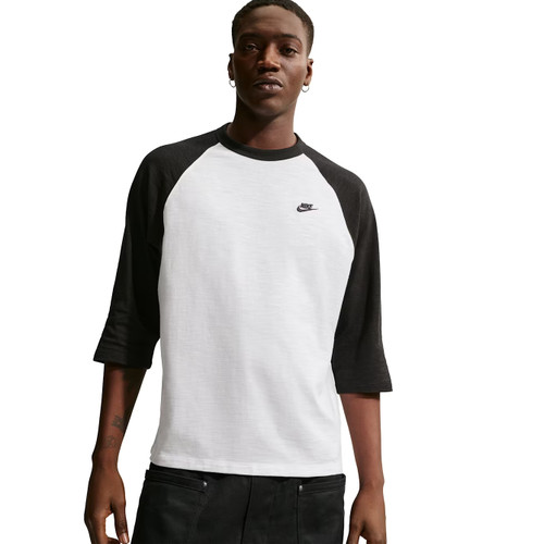 Nike Sportswear Club 3/4 Raglan Tee Mens in Black White