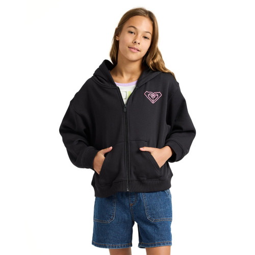Roxy Midnight Hike Brushed Zip Hoodie Girls in Anthracite