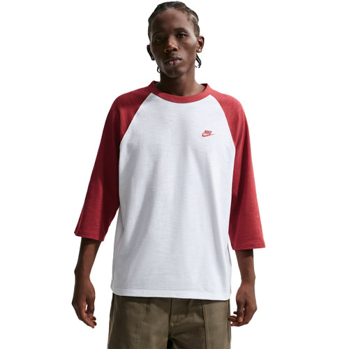Nike Sportswear Club 3/4 Raglan Tee Mens in Team Crimson White