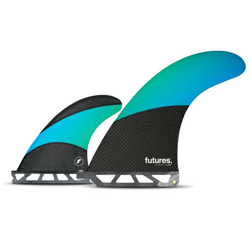 Futures Techflex Longboard 2+1 Fin Set in Blue Green
