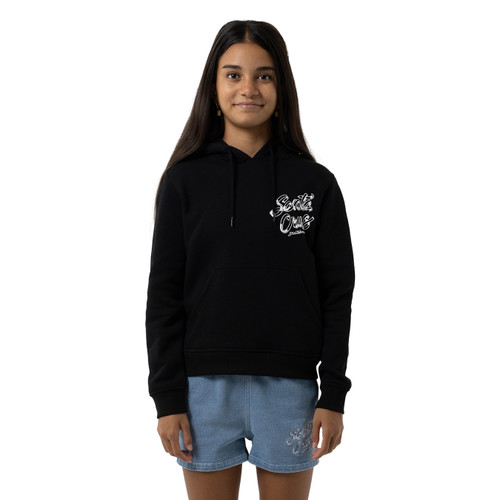 Santa Cruz OS Ribbon Script Chest Hoodie Girls in Black
