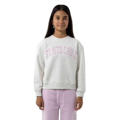 Santa Cruz Collegiate Strip Front Sweater Girls in White Marle