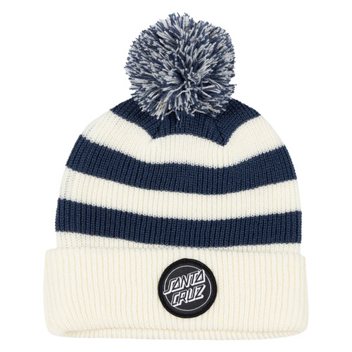 Santa Cruz Reverse Dot Patch Bobble Beanie Boys in Dark Blue Stripe