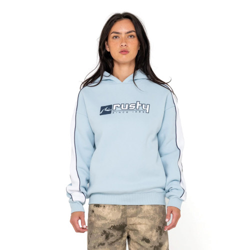 Rusty Hailstone Oversized Hoodie Womens in Retro Blue